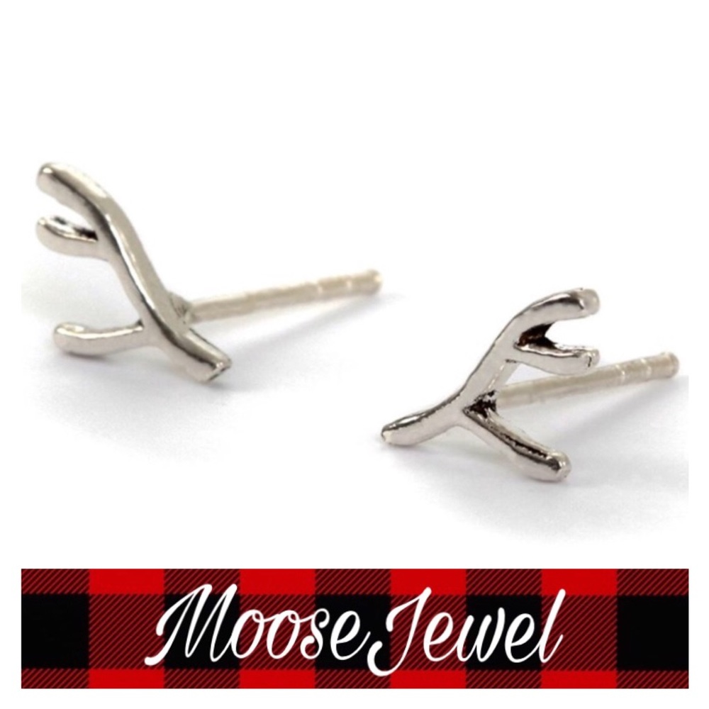 🌲WILDMOOSE🌲 925 Silver Reindeer Antler Earrings - Picture 2 of 3